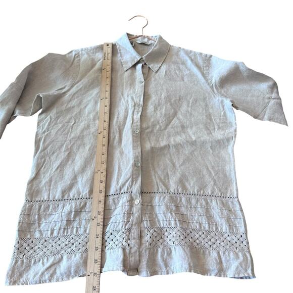 Richard Malcolm Irish Linen Lace Trim Button Down - Large - Picture 3 of 5